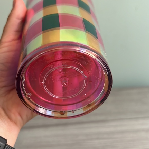 💗🧡Starbucks 2023 Pink Orange ‘Picnic Blanket’ Checkered Plaid Tumbler - Picture 3 of 3